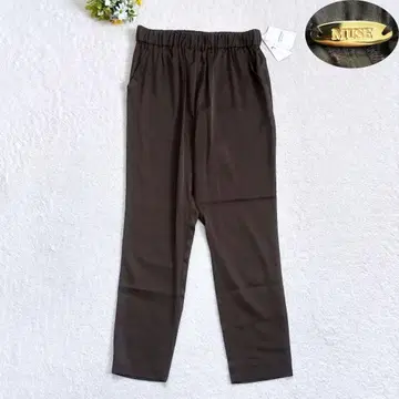 [ 새상품 ] MUSE 실크 새틴 팬츠 테이퍼드 허리밴딩 실크 그레이 S