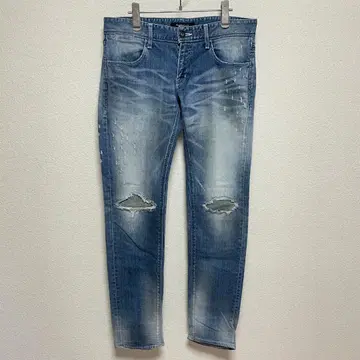 뱅퀴시 VANQISH 스키니 데미지 진 블루 34