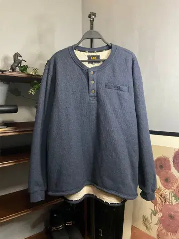 리 네이비 스냅 버튼 보아 안감 트레이닝복 XL