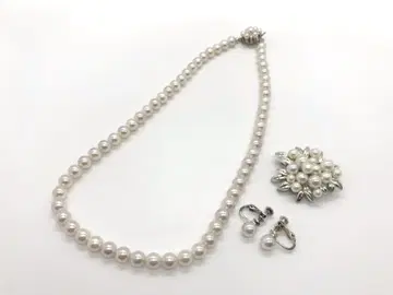 에이본 AVON 목걸이 귀찌 브로치 3종 세트 펄풍