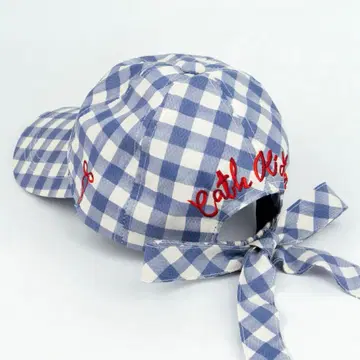 캐스 키드슨 백리본 캡 모자 깅엄 체크 리본