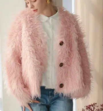 새상품 Donoban 플러피 가디건 핑크