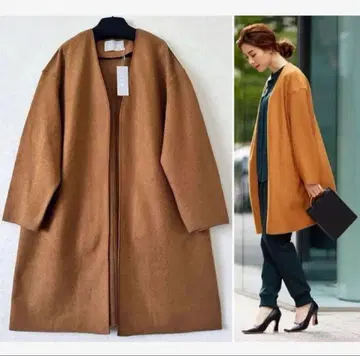 빅 사이즈*ICB 울 저지 소재 미들 노카라 코트*23구 쿠미쿄쿠 ICB