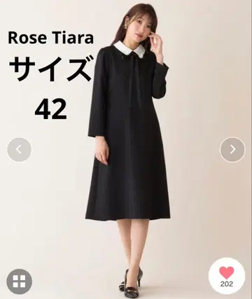 블랙 A라인 원피스 긴팔 로즈 티아라 빅 사이즈
