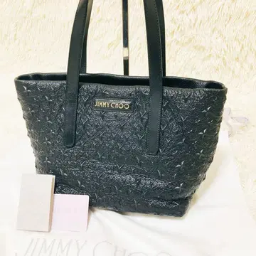 컨디션 최상 더스트백 지미추 토트백 별 엠보싱 블랙