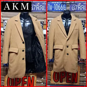 10주년 한정판 AKM 캐시미어 혼방 헤링본 체스터 코트 L 베이지