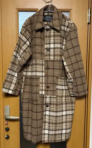 CUBE SUGAR 체크 무늬 롱 코트