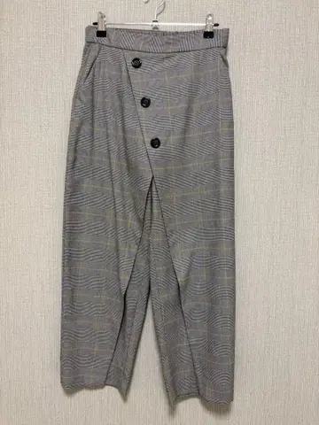 그랜터블 GRANDTABLE 그레이 체크 무늬 와이드 팬츠