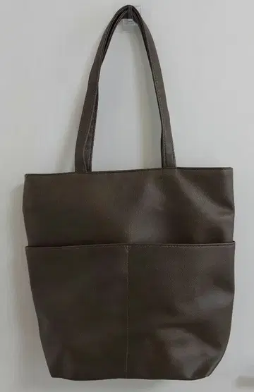 [ 새상품급 ] 합성 피혁 토트백 포켓 부착 브라운