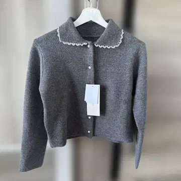 택 포함 새상품 고베 레터스 레이스 카라 부착 니트 가디건