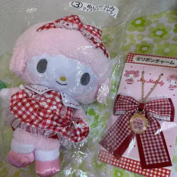 산리오 마이멜로디 복권 마이 스위트 피아노 봉제 인형 리본 참 세트