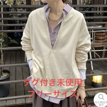 미사용품 DOUDOU 하프 지퍼 맨투맨 아이보리