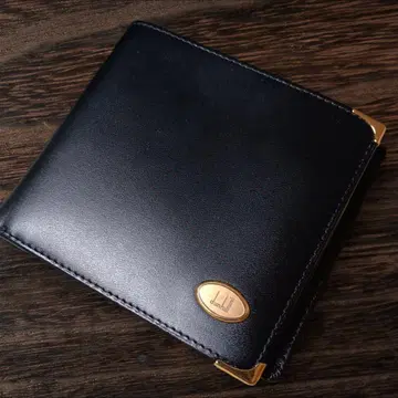 미사용 던힐 천연 가죽 블랙 접이식 지갑