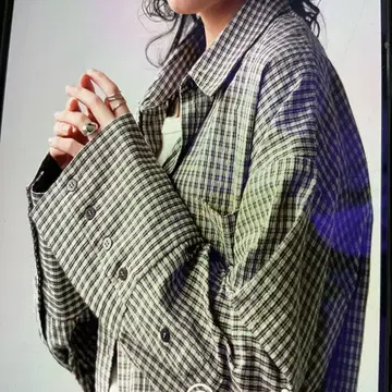 antiqua 체크 무늬 오버 사이즈 긴팔 셔츠