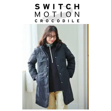 스위치 모션 크로커다일 옷깃 디자인 롱 다운 블랙 LL