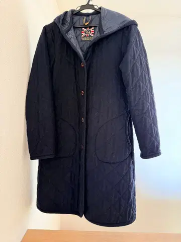 LAVENHAM 네이비 퀼팅 롱 코트 38