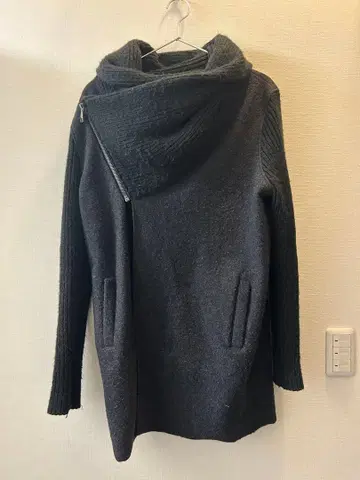 y2k 모드 다크 그레이 비대칭 드레이프 자켓