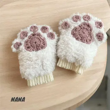 고양이 발 모양 디자인 복슬복슬 미튼