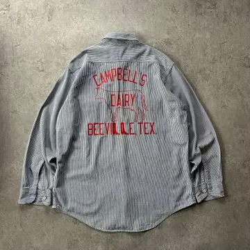 80s BIG MAC 빅맥 히코리 셔츠 백 프린트 기업 로고