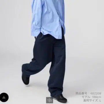 네이비 S 유니클로 C 맨투맨 와이드 팬츠