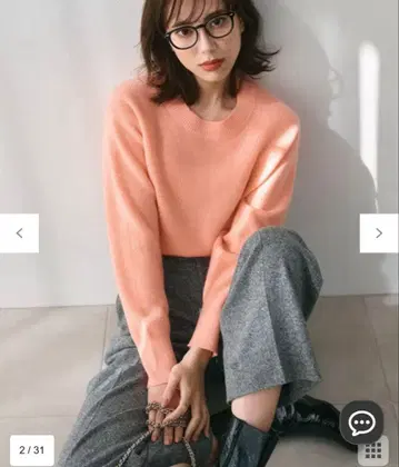 23구 [세탁 가능] 울 캐시미어 크루넥 니트 라이트 오렌지