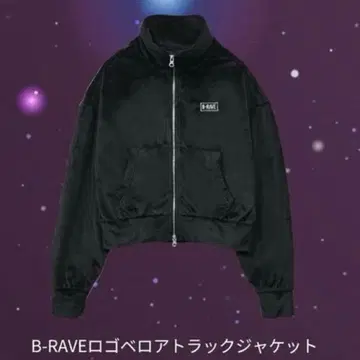 B-RAVE HANA 로고 벨로아 트랙 자켓 블랙