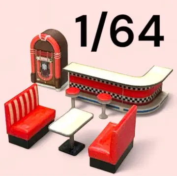 1/64 다이너 7종 세트 미니어처 피규어 디오라마용