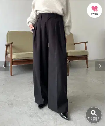 2턱 와이드 팬츠 블랙 사이즈 36 마쥬