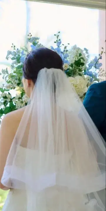 화이트 웨딩 베일 헤어콤 포함