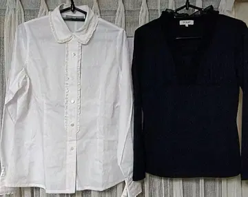 화이트 셔츠와 네이비 상의 세트 M