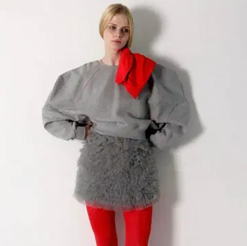 AMOMMA 퍼프 슬리브 스웨트 맨투맨 기모 없음 그레이