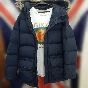 유니클로 네이비 후드 부착 다운 자켓 L