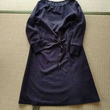 네이비 아두이트리스테스 원피스 울 혼방 소매 리브