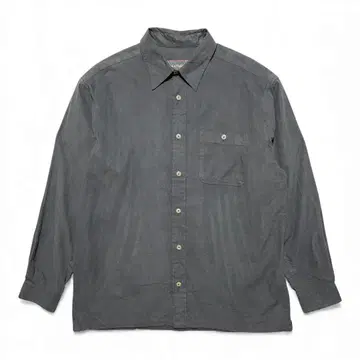 구제 빈티지 페이크 스웨이드 긴팔 셔츠 블랙 무지 남성용 M