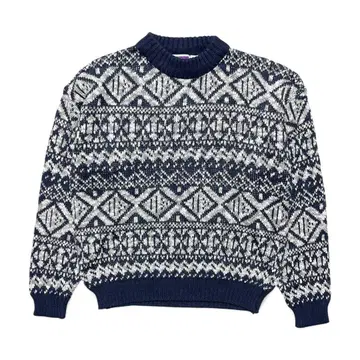 90S 빈티지 아크릴 올 패턴 디자인 니트 스웨터 남성용 L