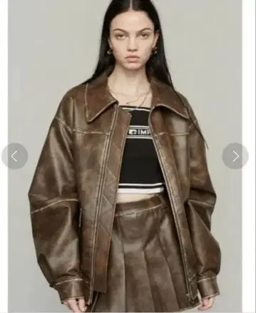 [ 최저가로 가격 인하 불가 ] EMODA 빈티지 느낌 오버 블루종 가죽