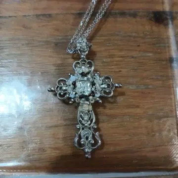 실버 크로스형 펜던트 목걸이 앤티크풍
