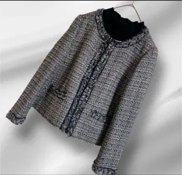 빅 사이즈!택 포함 새상품/23구/트위드 노카라 자켓/46/울