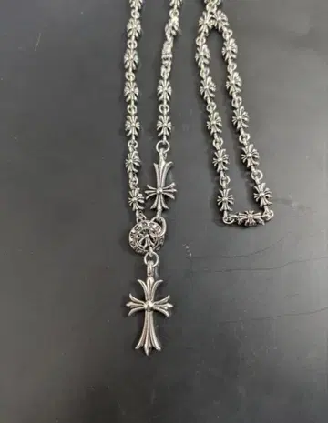 실버 크로스 모티브 목걸이 약 60cm