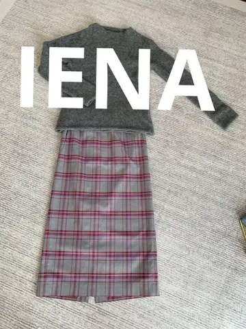 새상품급 이에나 체크 타이트 스커트 34