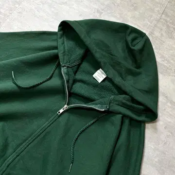 00s Hanes Blank 풀 집업 맨투맨 후드티 그린 무지