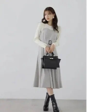 니트 도킹 트위드 원피스