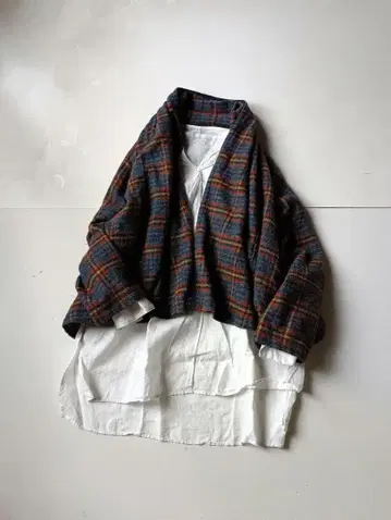 저널 스탠다드 울 체크 숄 스타일 상의