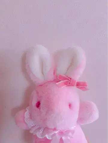 핑크색 토끼 봉제 인형 vintage