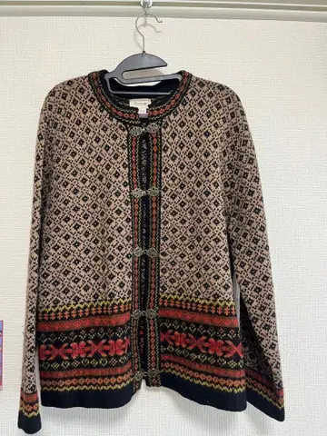 기하학 패턴 울 혼방 긴팔 스웨터