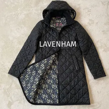Lavenham 블랙 퀼팅 자켓 리버티 꽃무늬 38