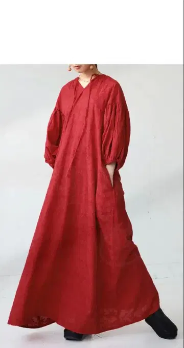 안티카 antiqua 빨간색 자수 2way 원피스 포켓 부착