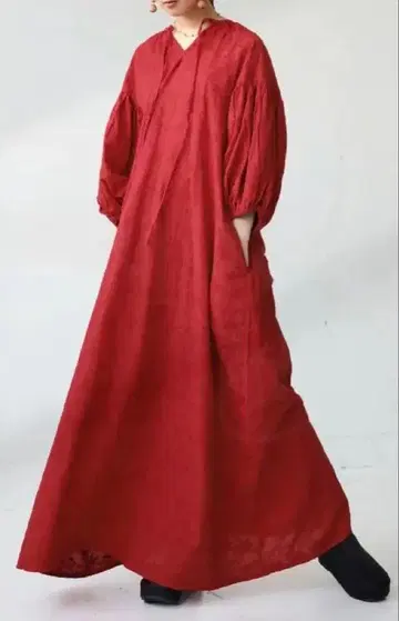 안티카 antiqua 빨간색 자수 2way 원피스 포켓 부착