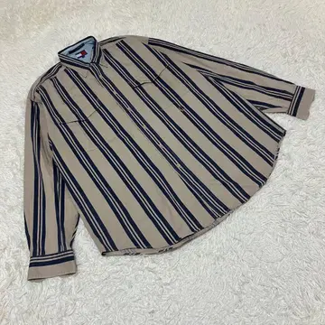 TOMMY HILFIGER 긴팔 셔츠 스트라이프 베이지 네이비 L