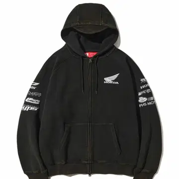 혼다 레이싱 로고 후드티 집업 블랙